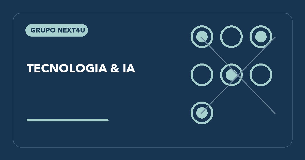 Arte gráfica da Next4U para artigo sobre automação de tarefas empresariais, com formas geométricas sobre fundo azul.