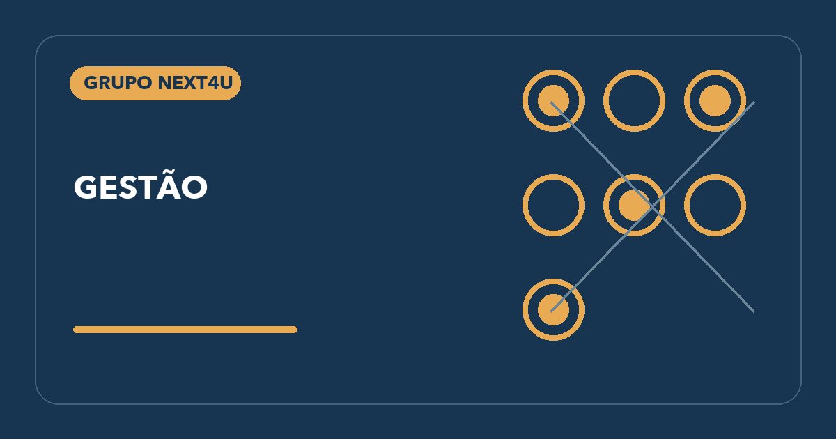 Arte gráfica da Next4U sobre matriz de responsabilidades, com círculos conectados em azul e dourado.